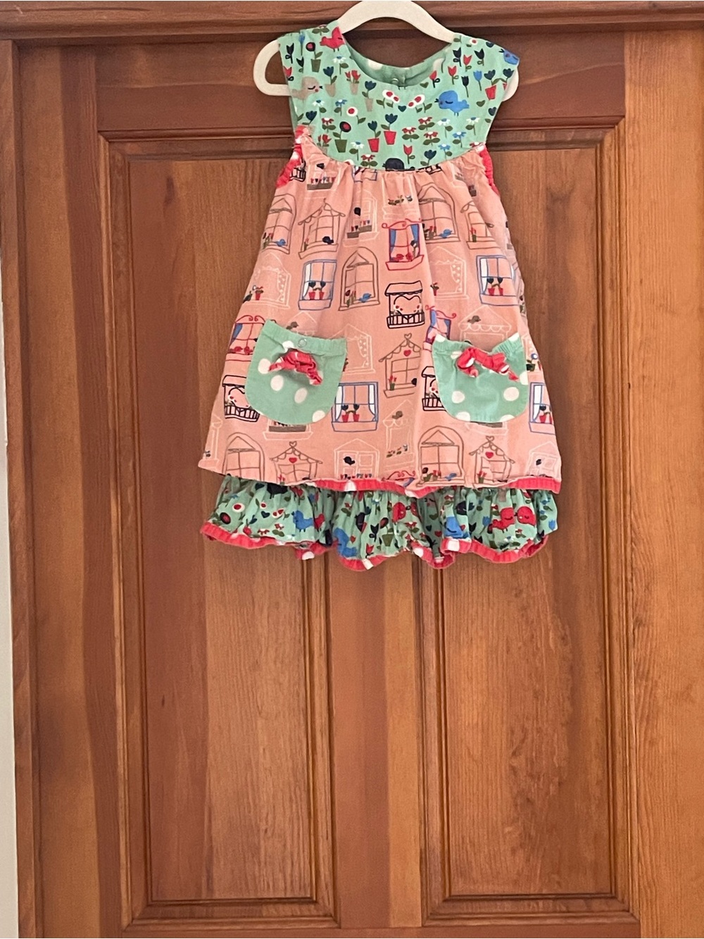 Jelly the Pug Pink and Mint Green Dress